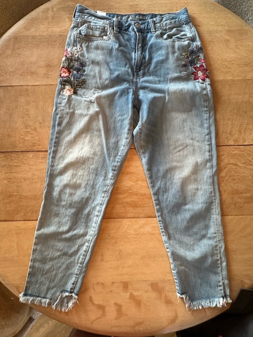Embroidered American Eagle Jeans - Floral Detail